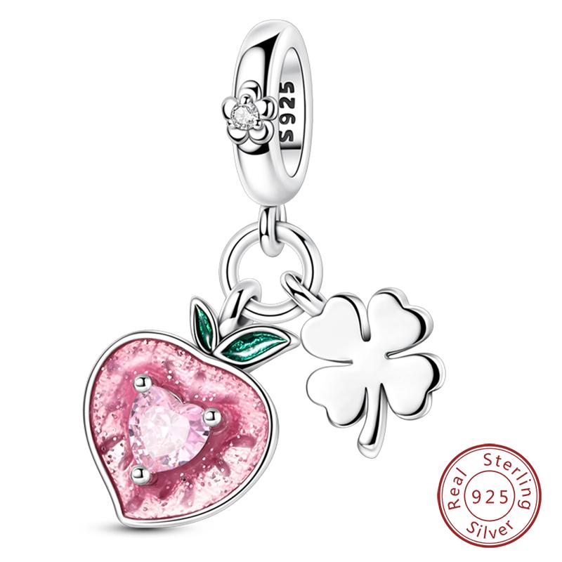 Copper Charms Beads Forever Love Heart Shaped Bow Family Charms Dangle For Bracelet Woman Diy Jewelry Gift