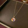 Women's Simple Style Gold Zircon Rose Flower Necklace with Diamond Accents, Titanium Steel Clavicle Chain