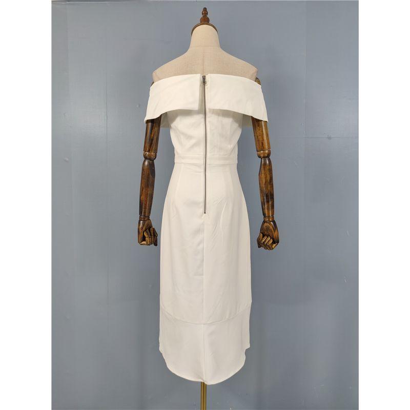 Foreign Trade Order Sexy Temperament off-Neck Gyaru Frill Slim fit Slimming Tall Elegant New Banquet Dress