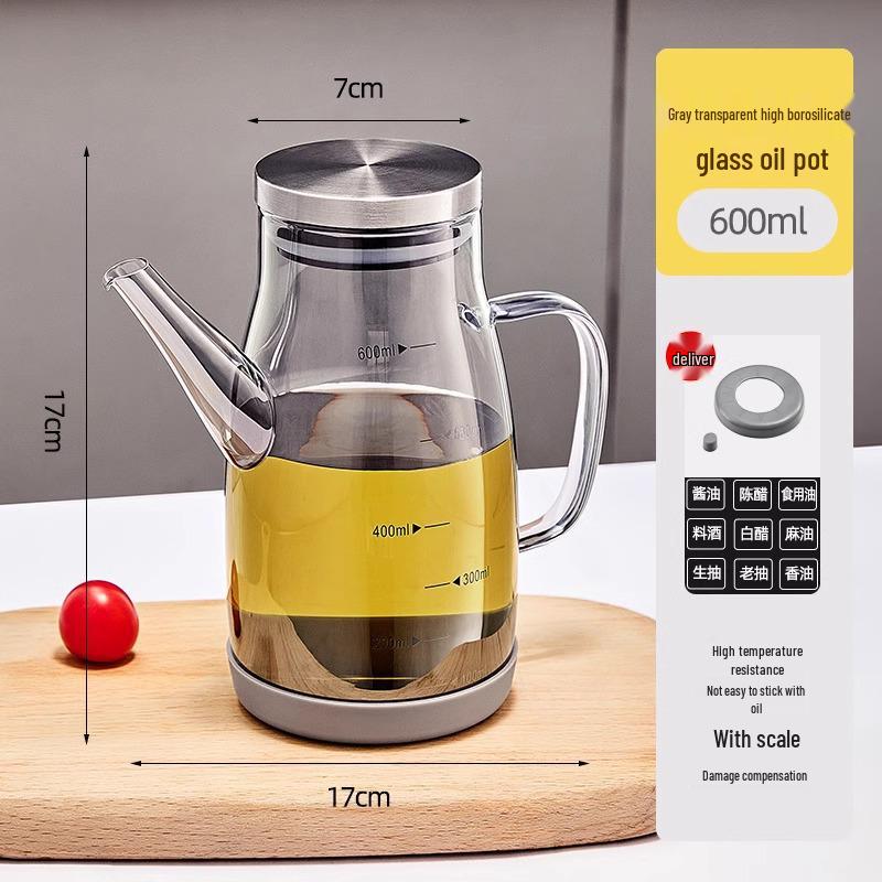Glass Oil Dispenser: Leak-Proof, Precise Measurement for Cooking Oils, Soy Sauce, or Vinegar. Perfect for Your Kitchen.