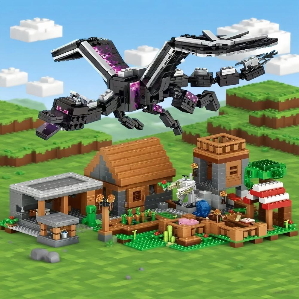 1000+PCS Dark Dragon & Village Combo Bricks | Creative DIY Toy | Decor & Gift for Collectors