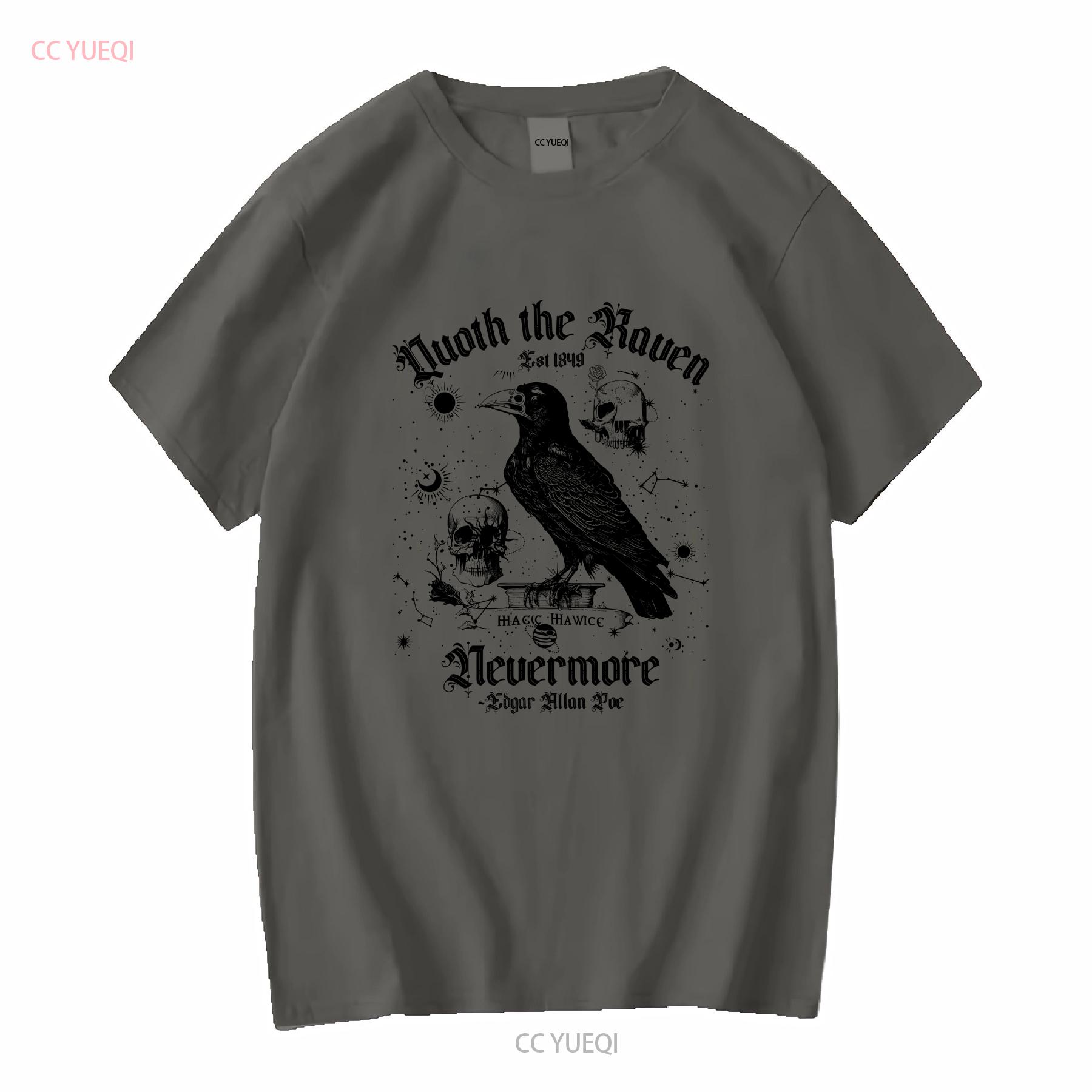

Vintage Raven T Shirt Edgar Allan Poe PoeT Nevermore Goth OcculT Dark Academia Booktok vintage Washed Versatile Stretched Soft 4XL