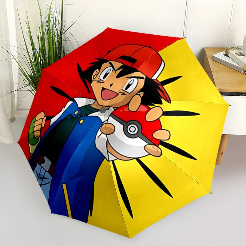 

1pc Pokémon Trainer Automatic Folding Umbrella - 8-Rib Automatic Open/Close, Portable Collapsible Compact Umbrella yy251218015