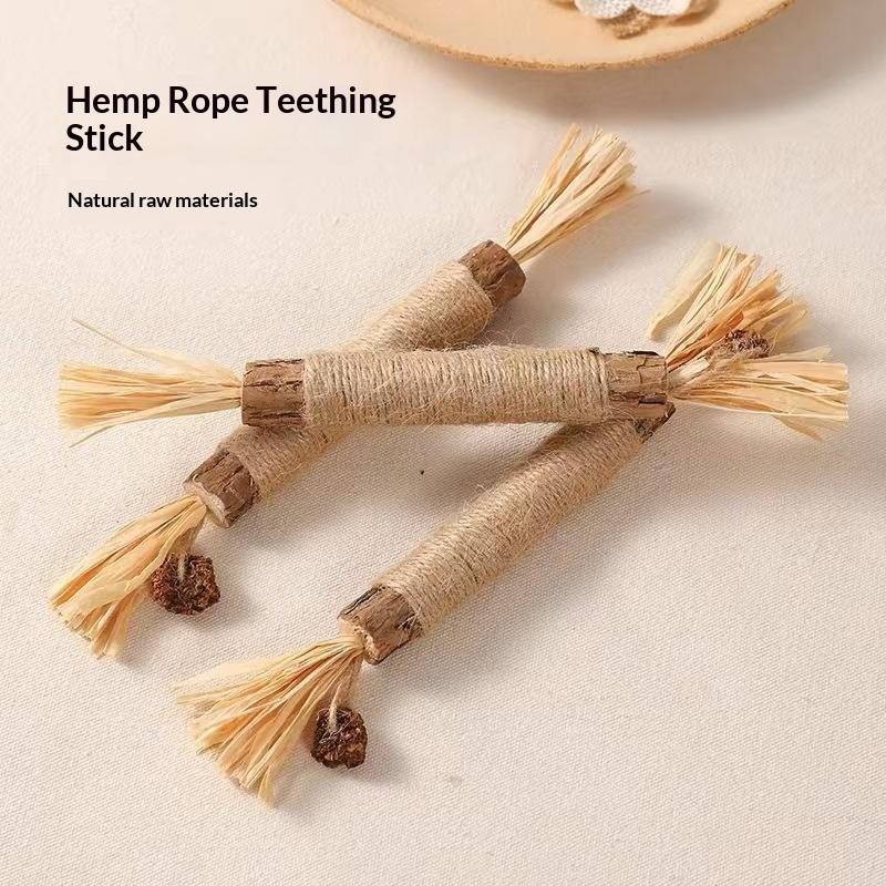 1/2Pcs Cat Toys Made Of Wood Knotweed Teething Sticks Insect Galls Raffia Sisal Rope Teeth Cleaning Toys Cat Teasing Sticks