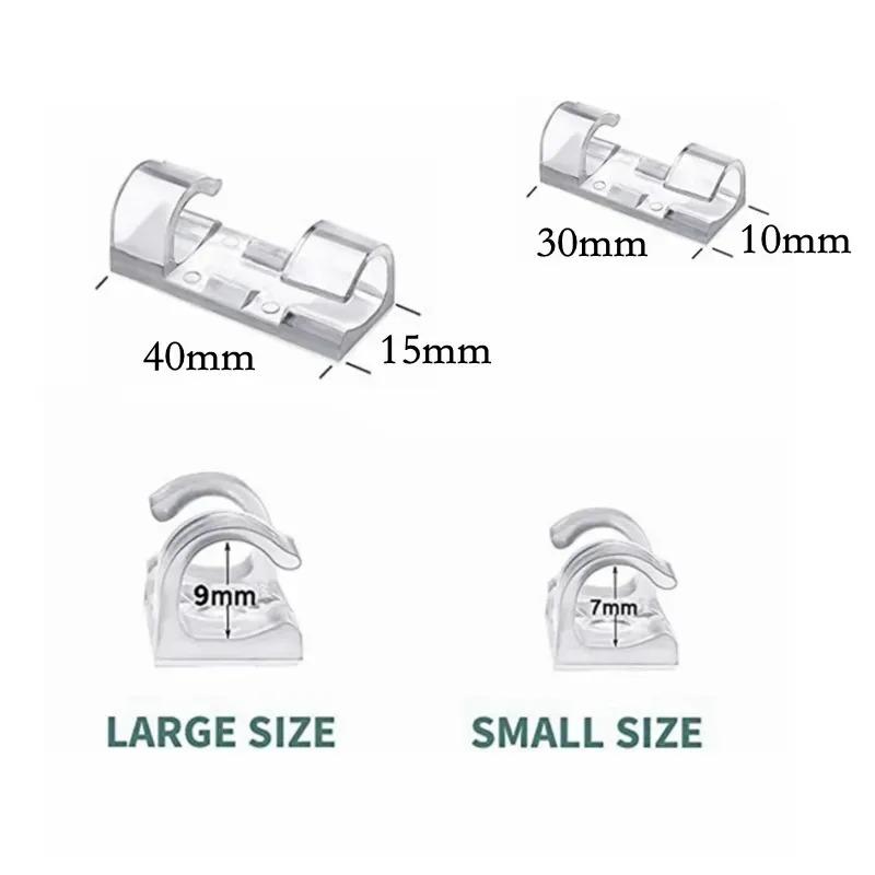 20/40Pcs Cable Clips with Strong Self-Adhesive Cable Management TV PC Wire Holder Sticky Tidy and Organizer Cord and Wires