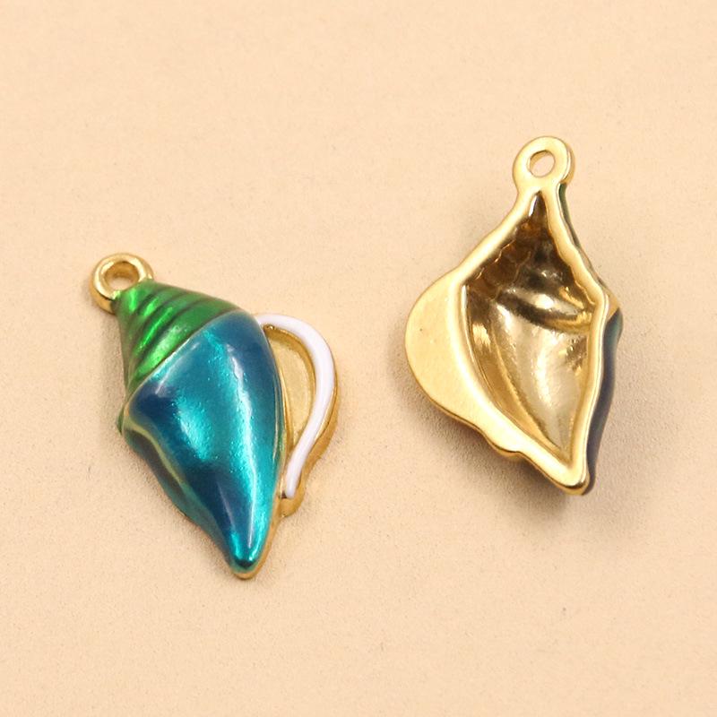 Colorful Seashell  Dolphin Stainless Steel Pendants - 2 Styles, Creative Animal Ornaments