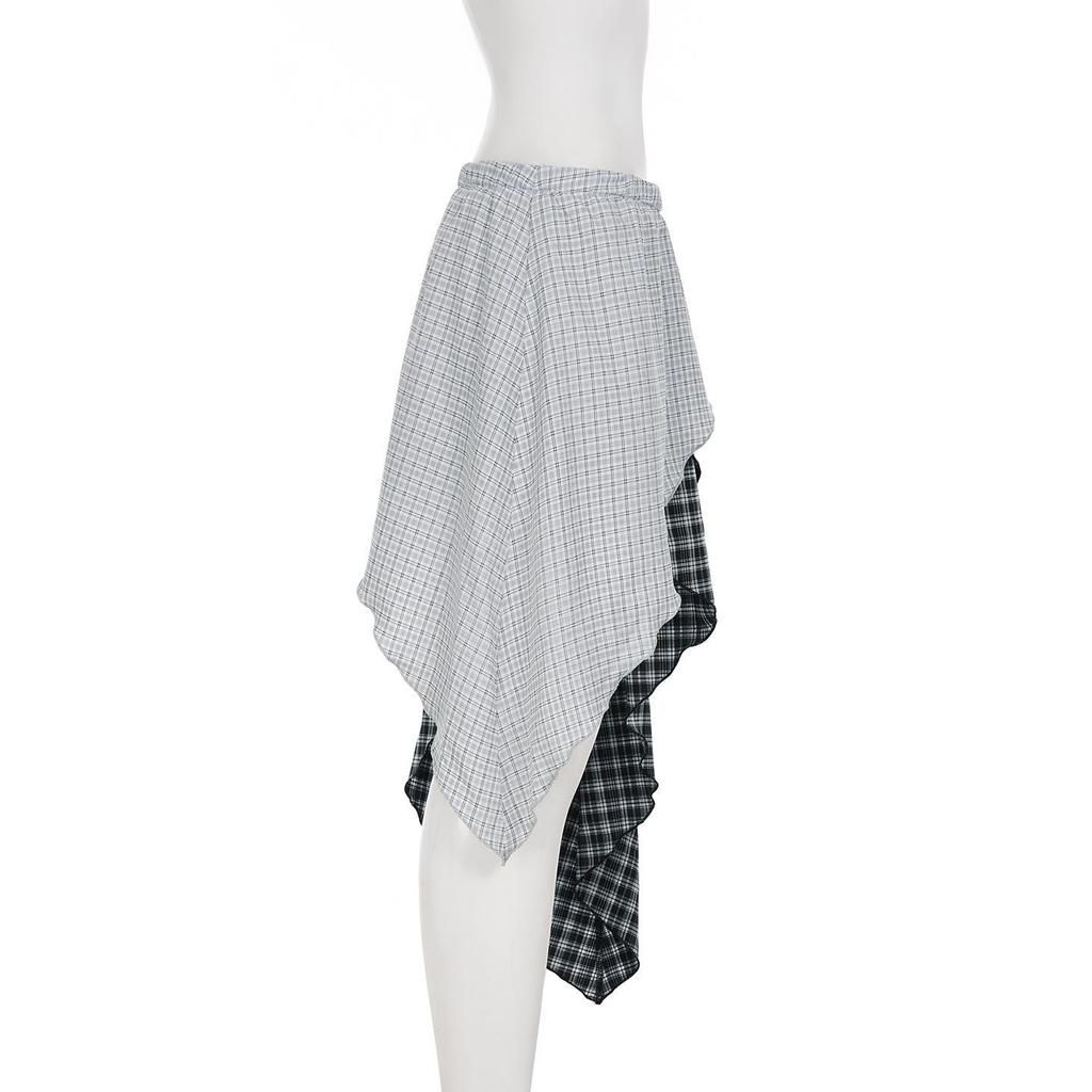 Y2K Style Plaid & Floral Low-Waist Ruffled Skirt