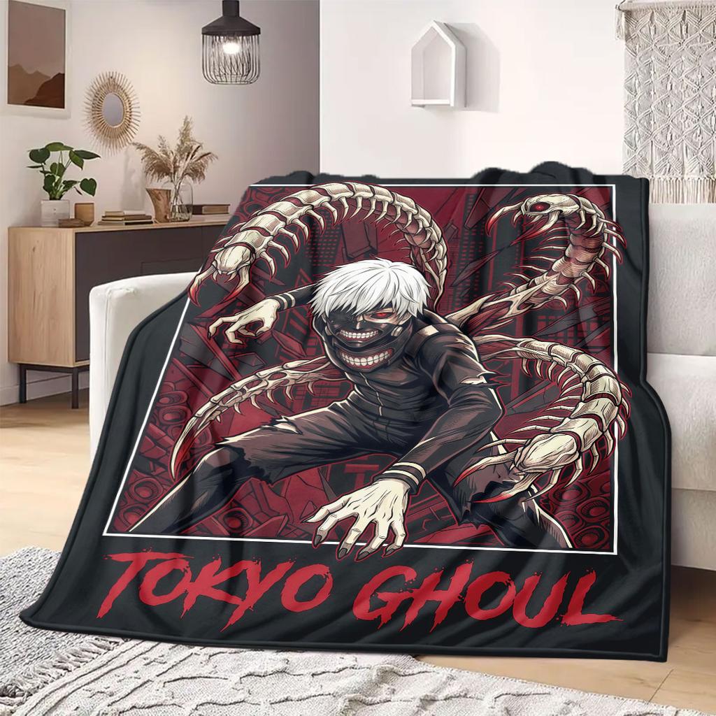 Tokyo Ghoul Colorful 2D Print Flannel Blanket, Cute Cartoon Pattern for Couch, Home Decor Travel Gift Wrap_LIAN