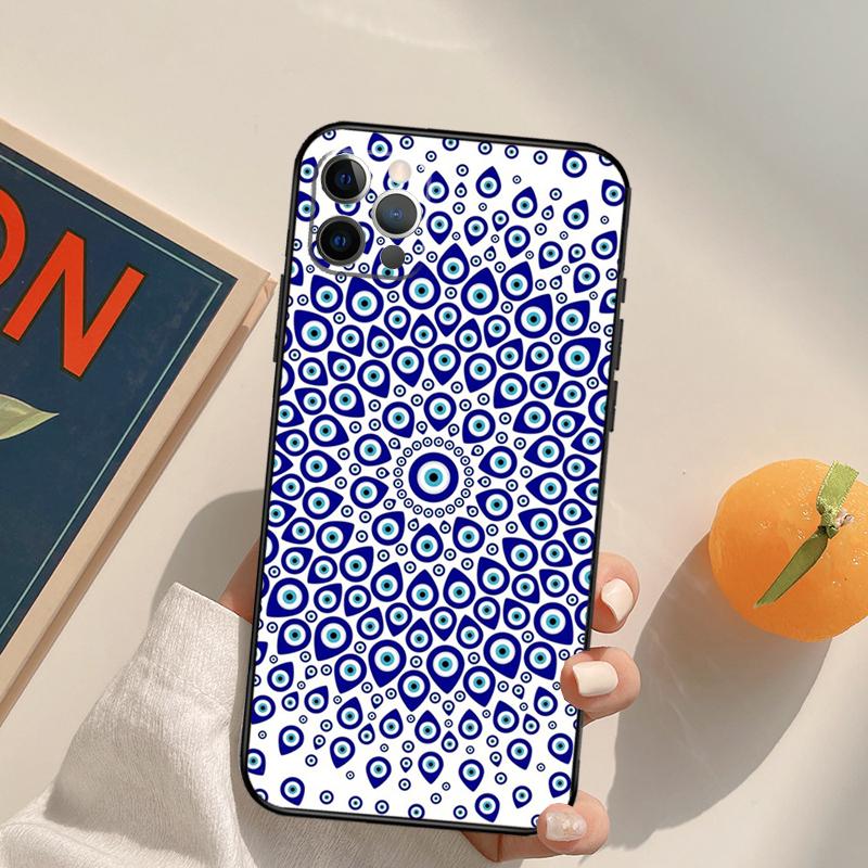 Evil Eye Funda Case For iPhone 16 Pro Max 14 11 12 13 15 Pro Max Mini XR 16e 15 16 Plus Phone Cover