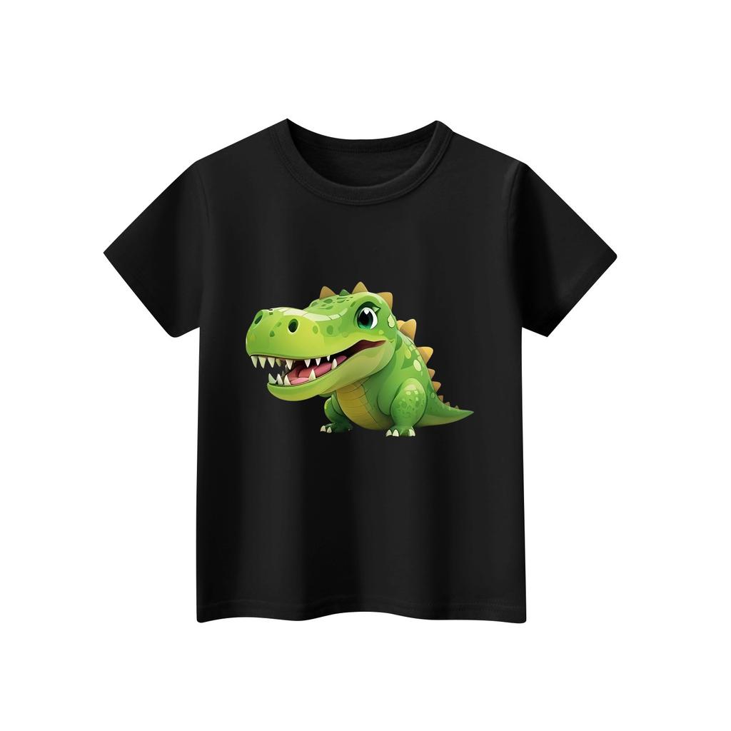 Kinder T-shirt met korte mouwen en halslijn, dierenprint, casual top voor elke dag.