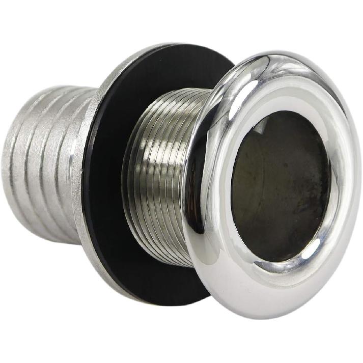 keehui 316 Stainless Steel Durable Combo Stainless Steel Thru-Hull Fitting w/Nut with Custom Gasket Boat Plumbing Fittings for Boats, Yachts, Marine