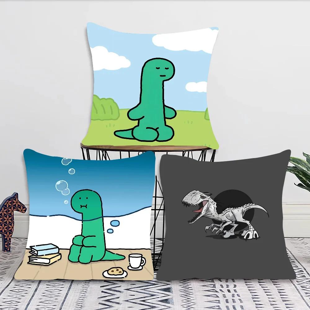 Niedlich Und Minimalistisch Dinosaurier Kissenbezug Quadratisches Kissen Schlafzimmer Sofa Freizeit Komfort Kissen Auto Wohnzimmer Heimdekoration 40X40