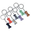 1Pc Reiki Healing Natural Stone Keychain Key Finder Bone Shape Crystal Gemstone Pendant Key Chain for Decor Phones, Bag, Halloween Gifts 20×34 Mm