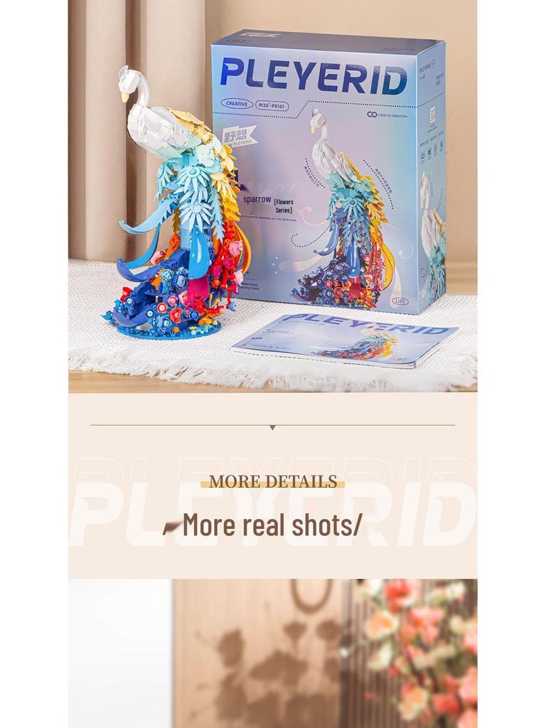 Wild Imagination Blooming Flowers & Peacock Swan Puzzle Assembly Building Blocks for Girls