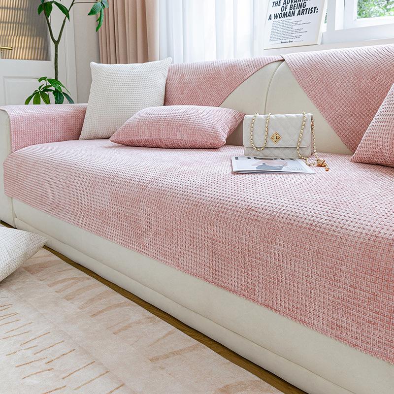 

Шенилл Четыре Сезона Нескользящий Чехол на Диван - Современная, Простая, Легкая Роскошная Подушка. 70x90 cm розовый