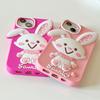 Cartoon Cute Rabbit Phone Case Compatible for iPhone 14 13 12 Pro Max 11 7 Plus Pink Stereoscopic Silicone Protective Cover