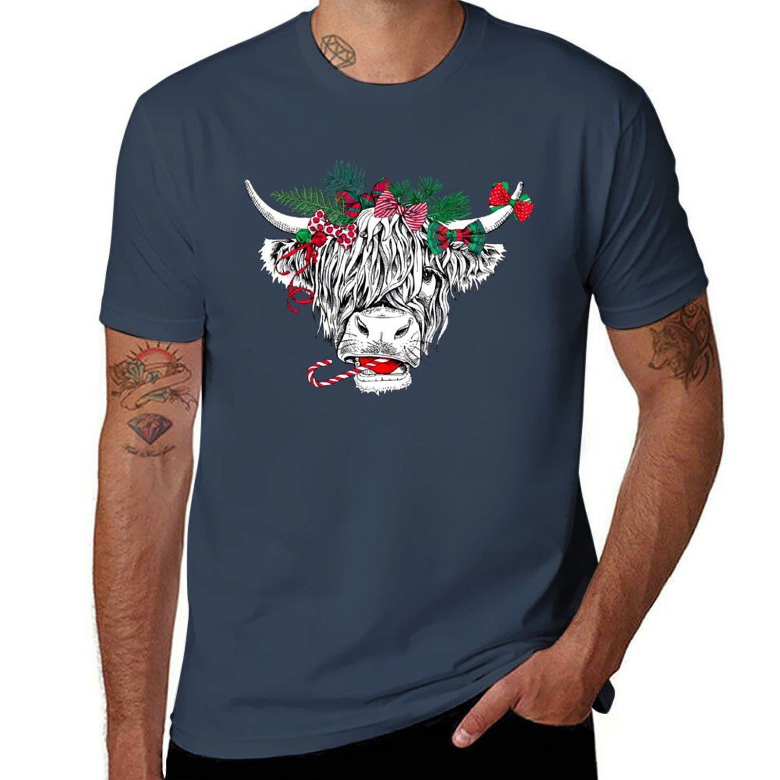 Cow Christmas Cow Lover Christmas Famer Christma TShirt Casual Street Style Short Sleeve Tee S