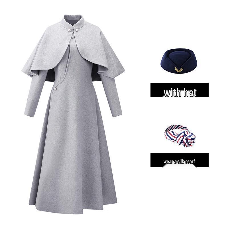 Taluoman Women's Elegant Grey Wool Blend Overcoat