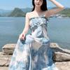 Dress Female Waist Thin Ink Painting Smudged Small Sweet On the Run Princess Fairy Suspender Skirt