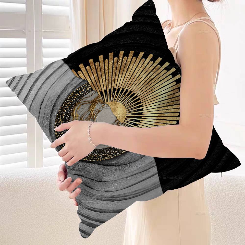 Abstract Golden Black Wood Texture Pillow Cushion Cover Pillowcase Living Room Sofa Home Decor Customized