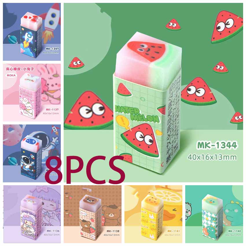 1/4/8 st söta tecknade suddgummin hållbara smörgåssuddgummin ritkul priser och brevpapper skola kontorsmaterial