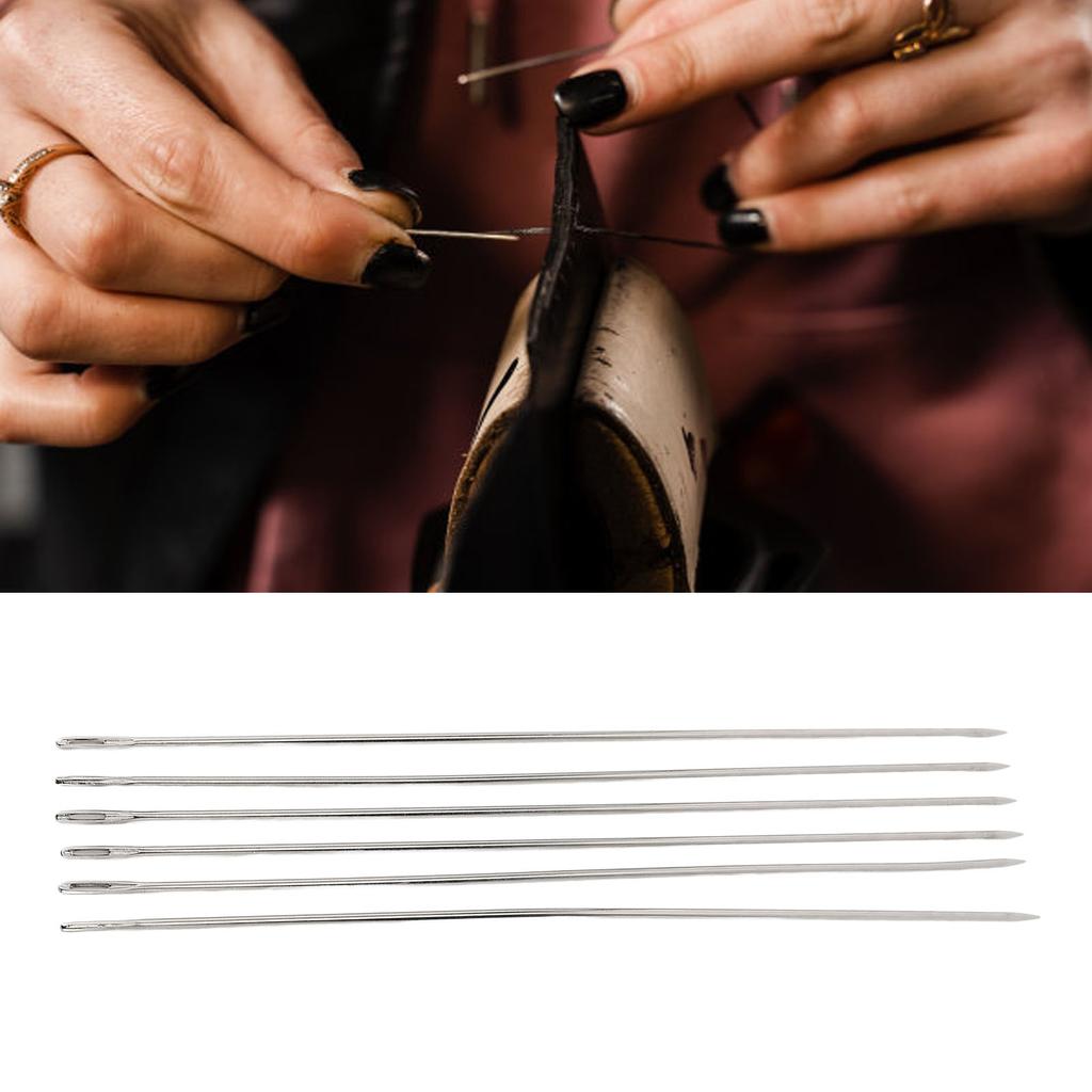 6 buc Ace cu ochi mare Set ace de cusut manual din oțel inoxidabil pentru piele, țesătură, artizanat 30 cm lungime
