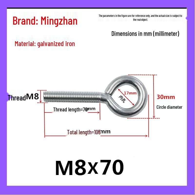 Closed Hook Eye Bolt Screw Ring Hanger - M2.5 to M8 Machine Thread