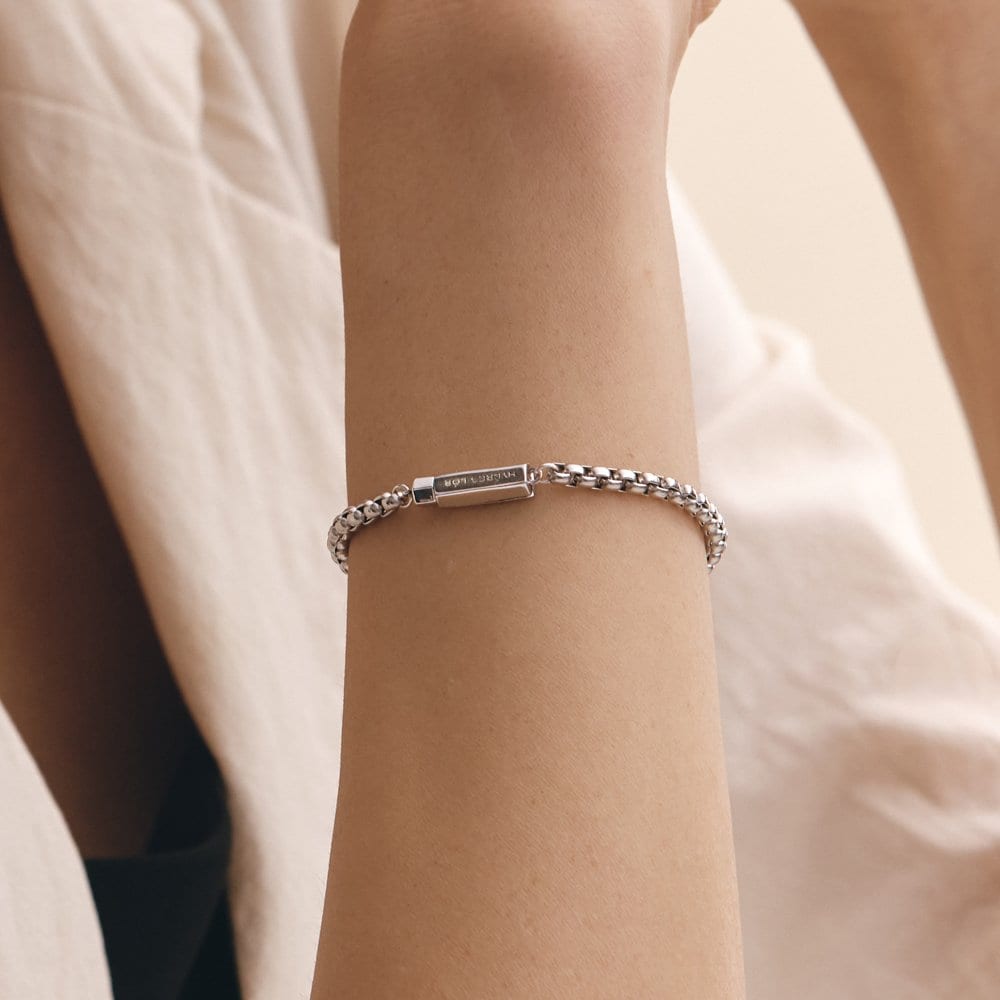 H Edition (W) Round Box Chain Bracelet Hl6B46633Ws