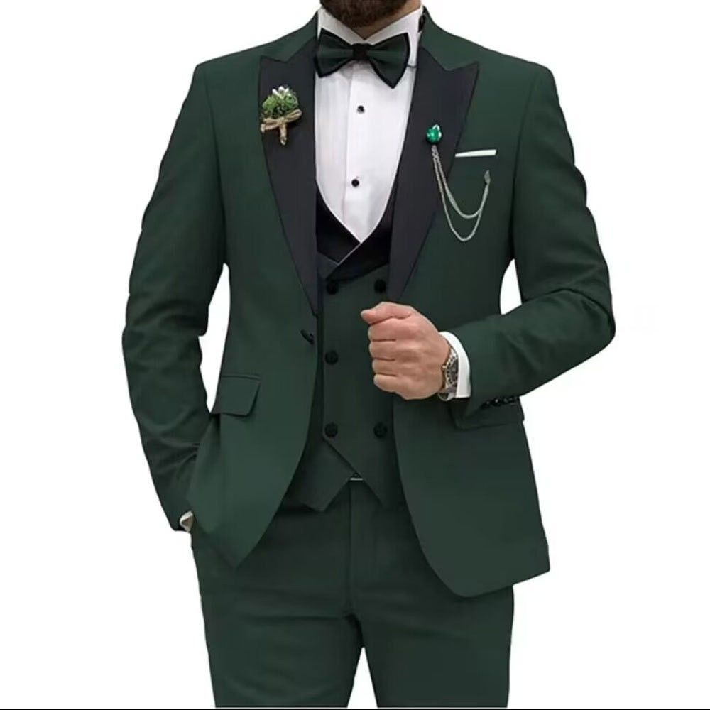 Herrenanzüge 3-teilig Blazer Weste und Hosen Set Spitzes Revers Luxuriöse Smoking Anzüge für Herren für Hochzeit Formelle Kleider Busi