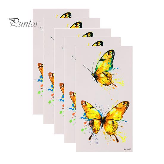 Removable Tattoo Stickers 5 Sheets Butterfly Stickers, Waterproof Temporary Flower Tattoos, Colorful Non-irritating Decals Face Body Tattoos