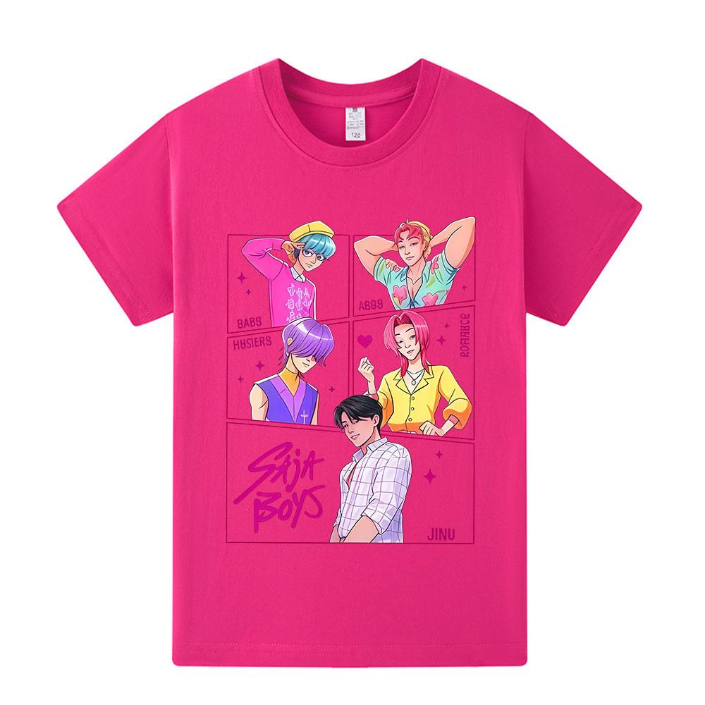A1217 Kids Boys Girls Sajaboys Kpop Rumi Zoey Mira Print Short Sleeves T-shirt