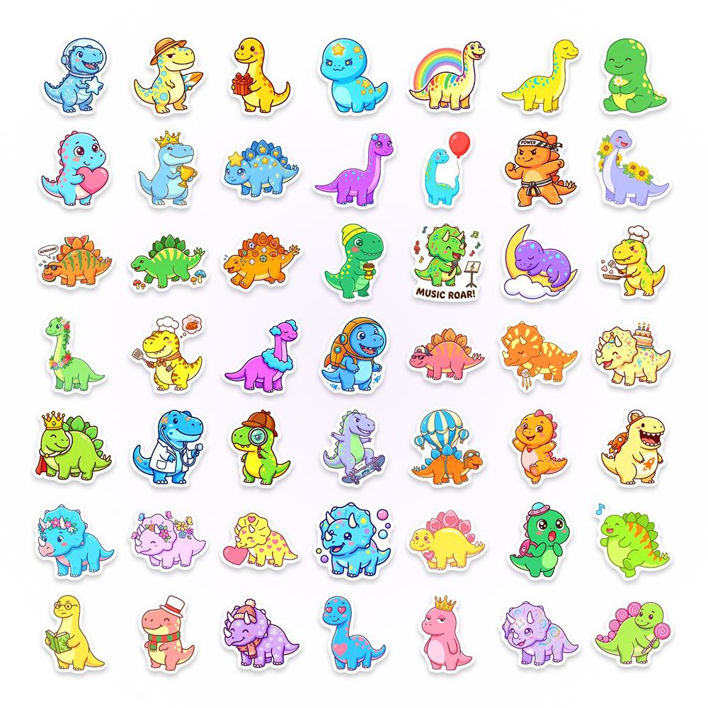 10/30/50pcs Cute Dinosaur Creative Stickers Cartoon Animal Decals Toy DIY Scrapbook Phone Helmet Suitcase Funny Graffiti Sticker