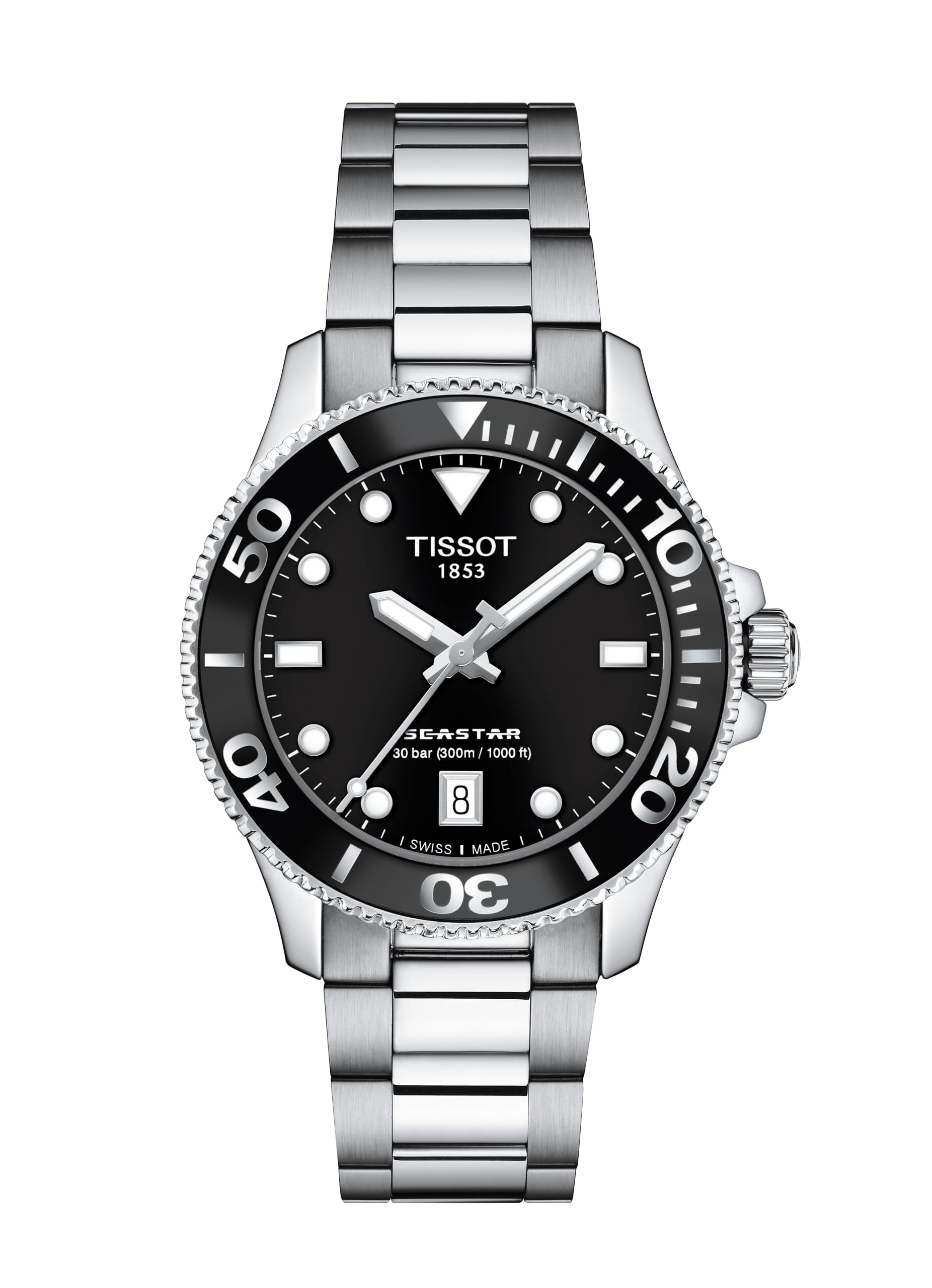 

Tissot Seastar 1000 36mm Unisex Watch with Black Dial and Bracelet, Model T1202101105100 [Official Import]
