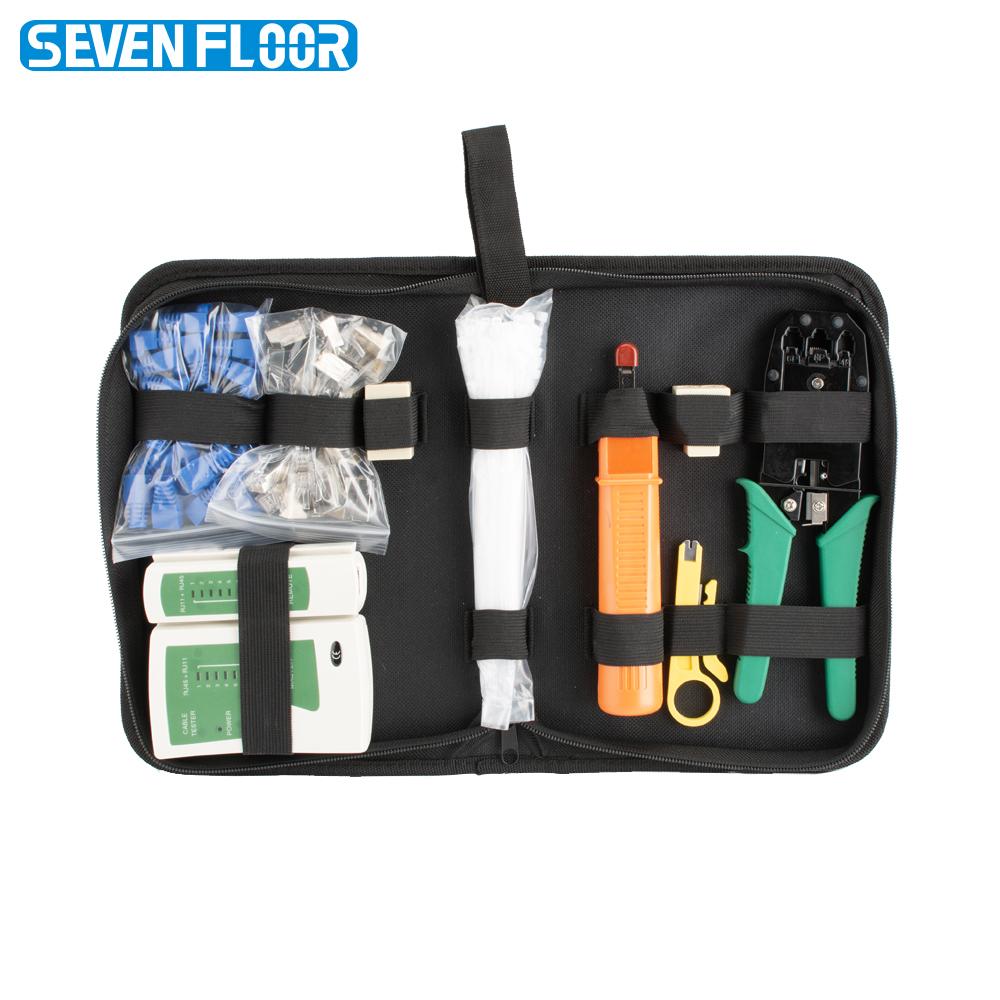 Handskit Network Repair Kit RJ45 RJ11 RJ12 Crimping Pliers Wire Stripper Connectors Cable Tester and Spring Clamp