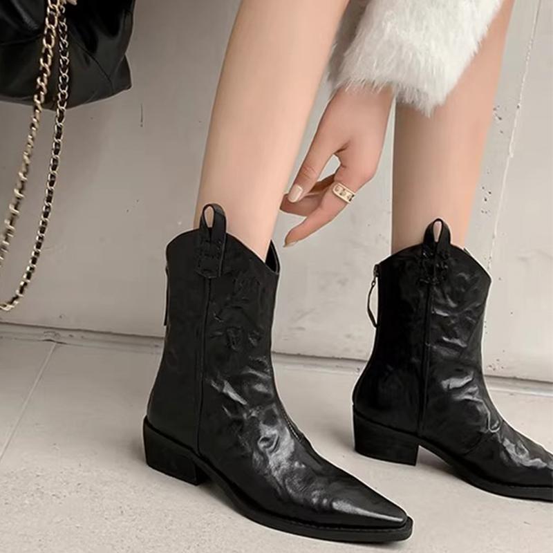 Fashion Autumn Vintage Women Chelsea Boots Fashion Slip On Shoes Ladies Elegant Thick Heel Mordern Short Booties