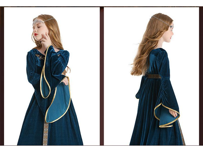 Kinder Retro Halloween Mittelalterliches Palastball Kostüm mit Trompetenärmeln