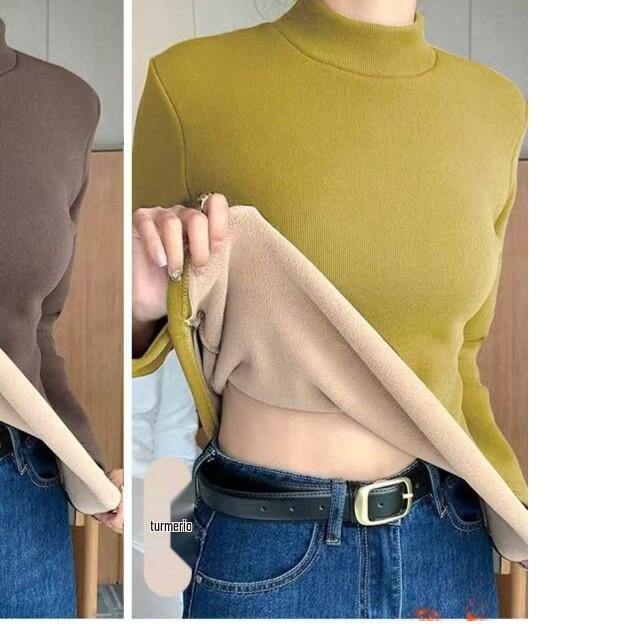

Women s 2025 Velvet Thickened Stand Collar Base Layer: Long-Sleeve, Half-High Collar, Pure Color Winter Top XL (120-140 lbs)