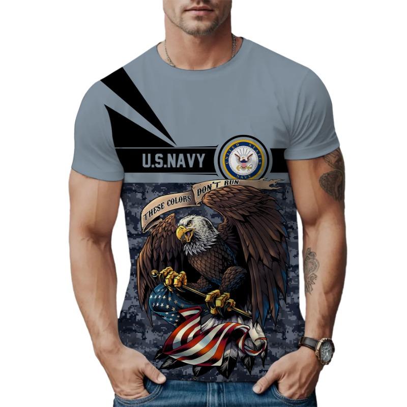 Summer Round Neck 3D Animal Print Top Fashionable Casual Short Sleeved Men's T-shirts