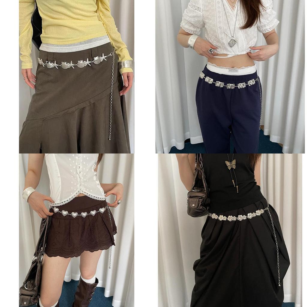 Bohemian Metal Waist Chain For Women With Pearl Heart And Geometric Pattern Summer 2025 Fashion