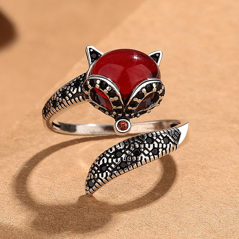 925 Sterlingové Stříbro Vintage Prsten Liška Nastavitelný Jednoduchost Móda Nádherný Pro ženy Přítelkyni Šperky Svatba Dárky