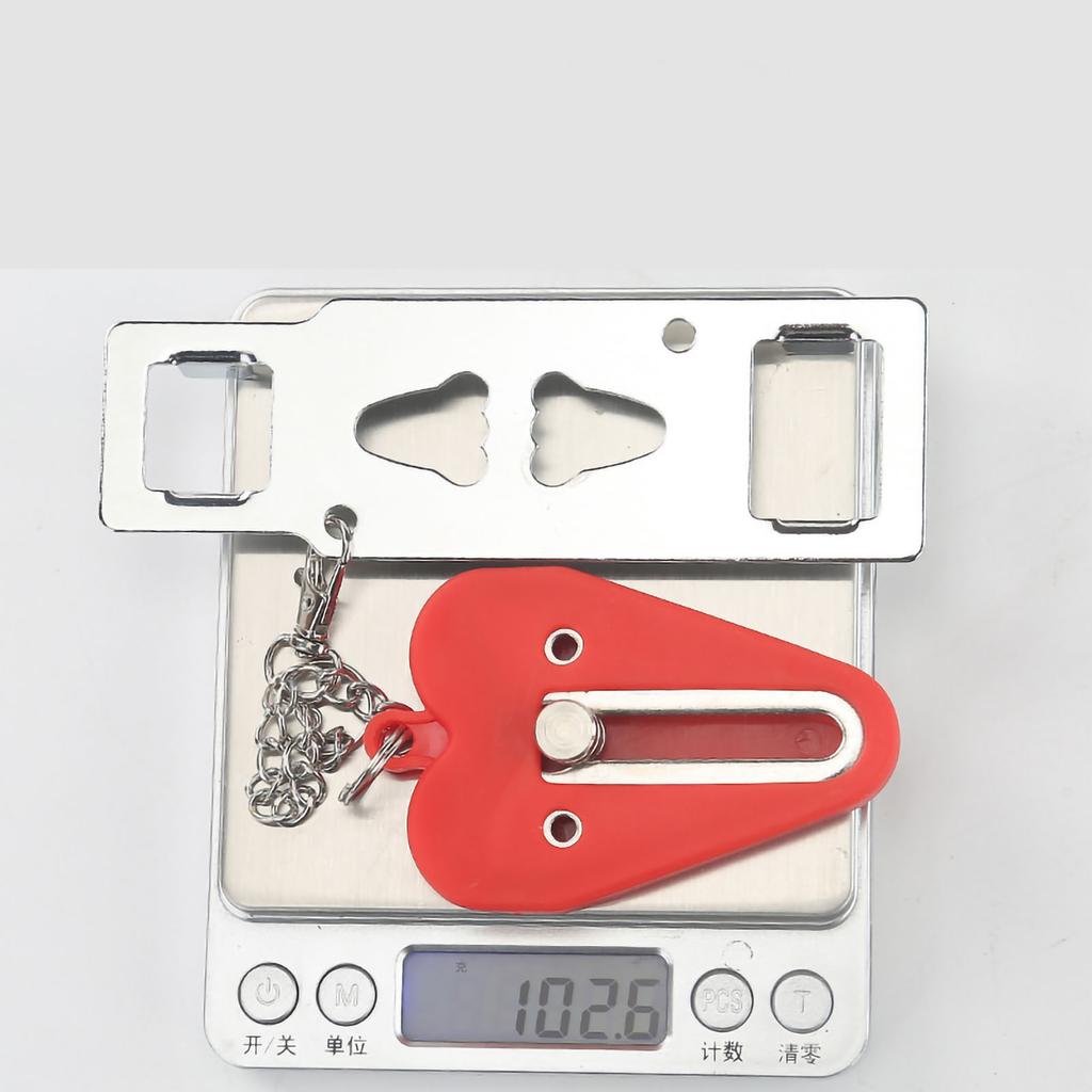 Security Door Lock Blocker Portable Punch Free Metal Piece Lockdown Lock for Home and Travel Red