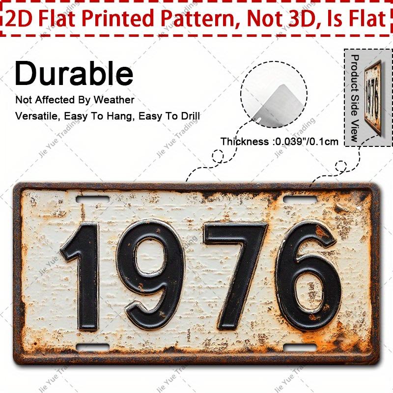 

Vintage Distressed White Black Number D Flat Printing Retro License Plate Style Metal Tin Sign Nostalgic MidSeventies 15x30cm(5.9x7.8inch)