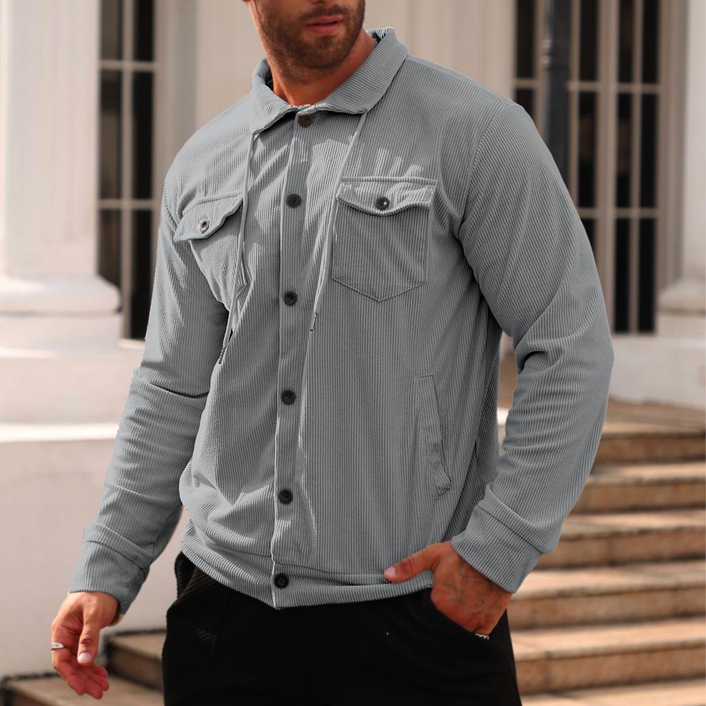 2025 Men's Hoodie, Autumn and Winter, Corduroy, Vintage Workwear Jacket, Multiple Pockets, Autumn and Winter Interior, Warm Top