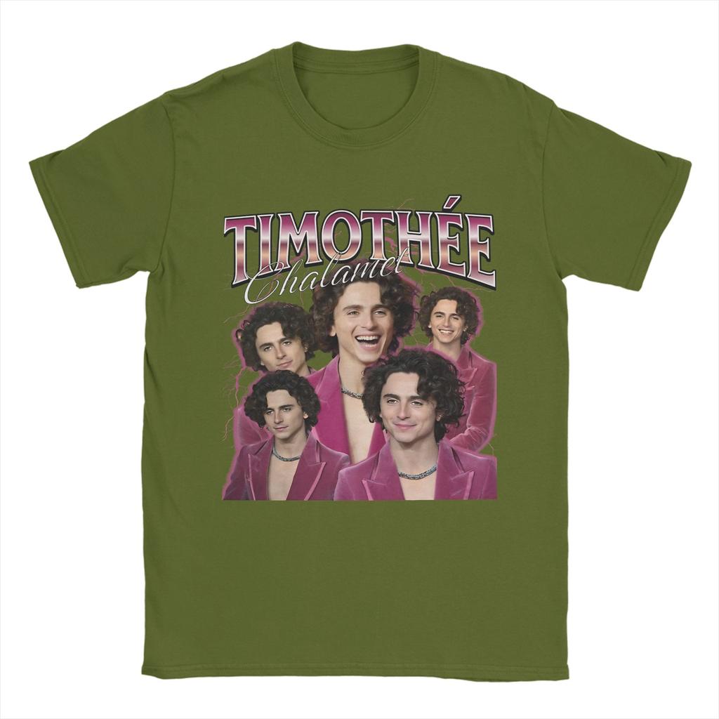Timothee Chalamet American Actor Cotton TShirt For Mens Summer Classic TShirts ONeck Hippie Tees Oversized Pattern Clothes