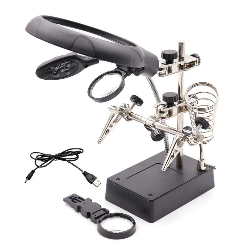 Magnifying Glass With Professional Led Light Electronic Welding Magnifier for Soldering Works Third Hand for Soldering Repair