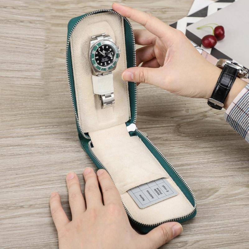 Genuine Leather Storage Case Portable Travel Watch Cases Handmade Portable Jewelry Accessory Organizer Box for Men Women