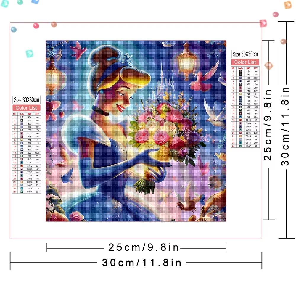 Diamond Embroidery Rapunzel Cinderella Cross Stitch Mosaic Princess Picture of Rhinestones Painting Handmade Gift