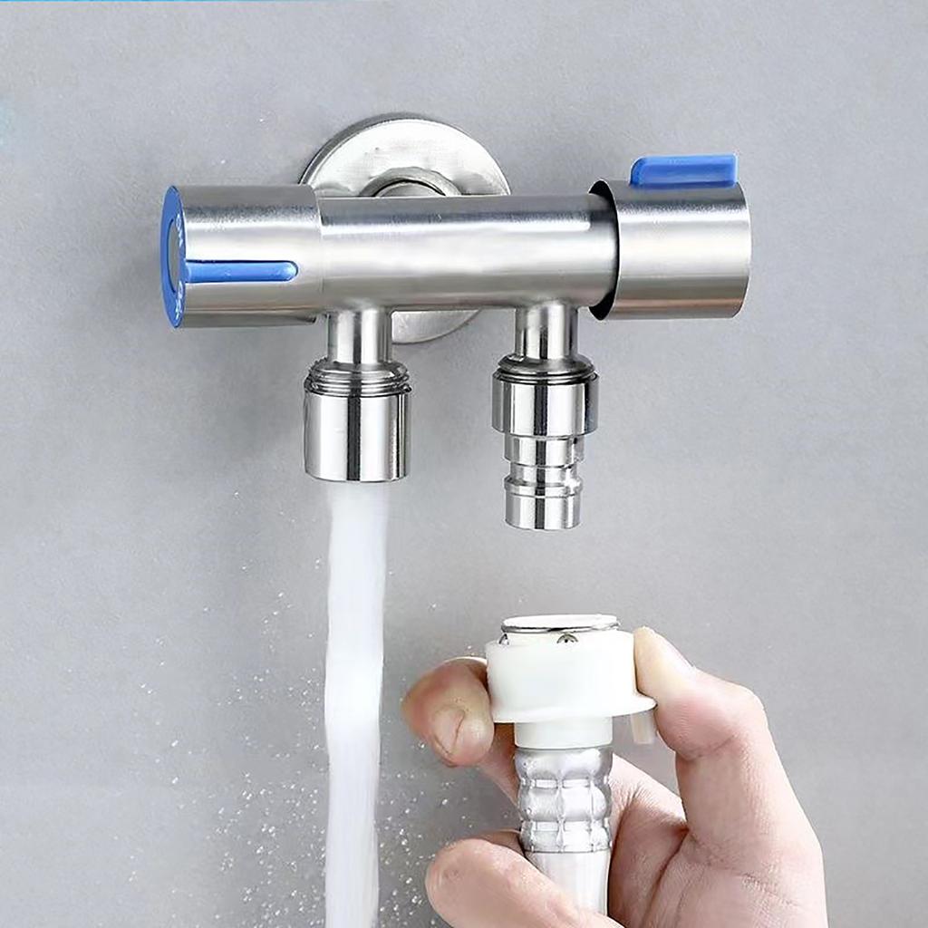 Dual Control Valve 1 In 2 Out Water Tap Garden Irrigation Water Controller Shunt Splitter Washing Machine Bathroom Toilet Faucet