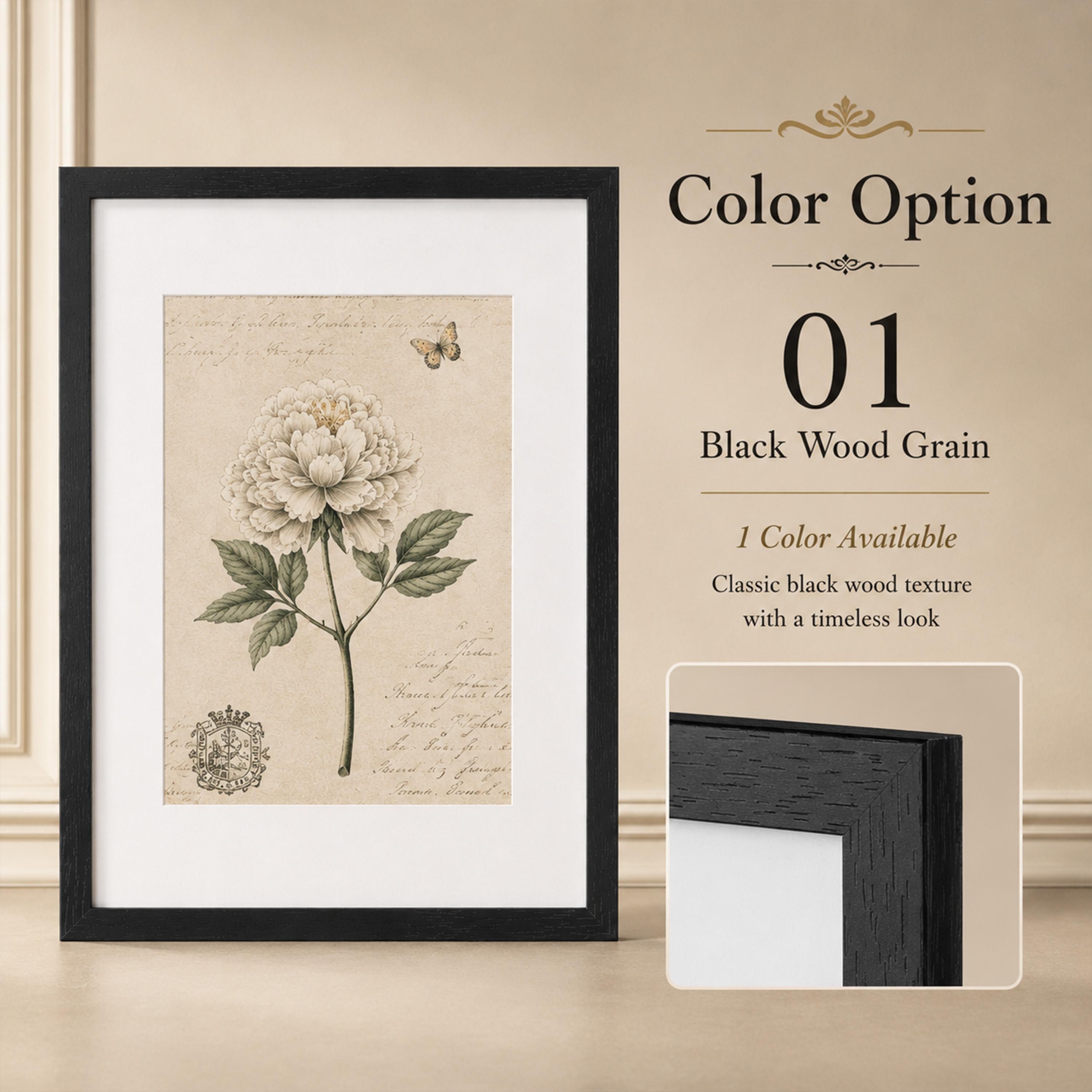 Standard Black Wood Grain Wood Photo Frame A4 8x10 11x14 12x16 16x24 (as the picture,8*10)