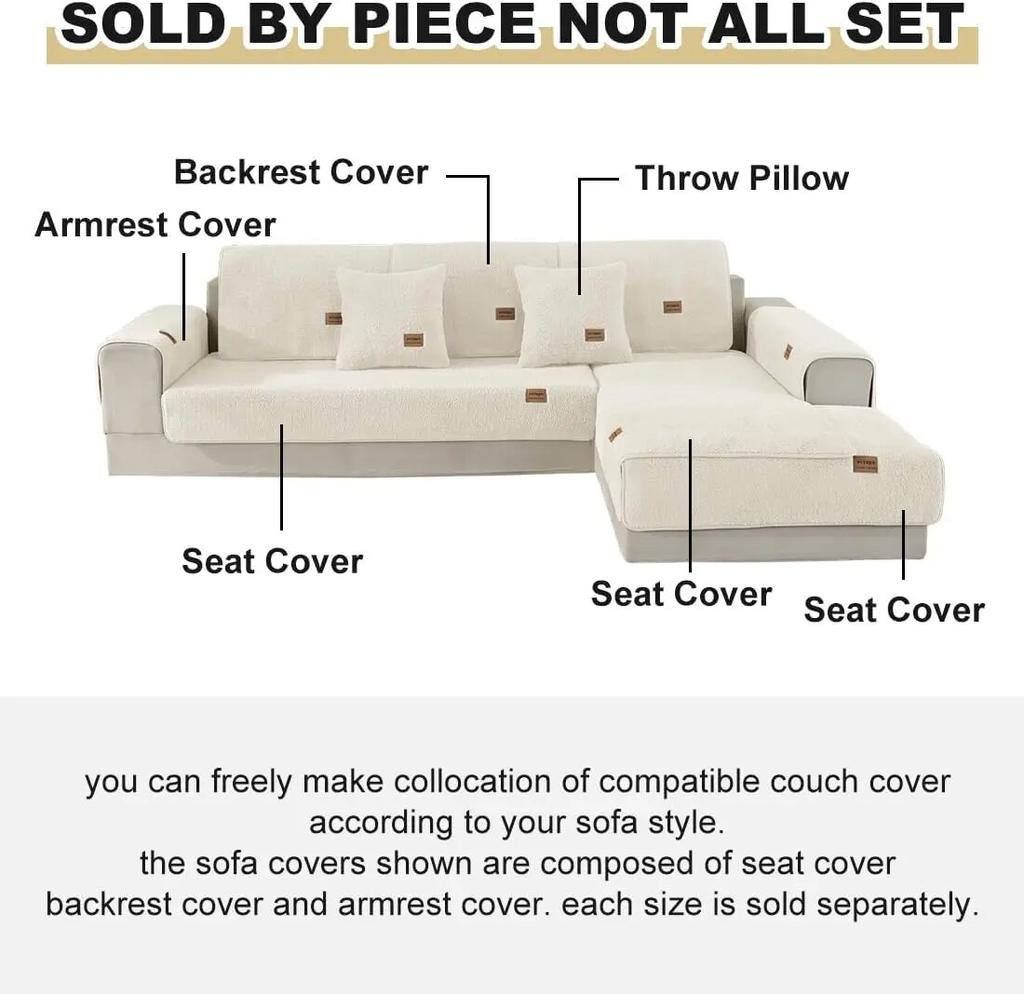 Waterproof Sofa Covers Sectional Couch Cover Anti-Slip Sofa Cushion Couch Sofa Plush 1/2/3/4 Seaters Sofa Mat Stylish Sectional